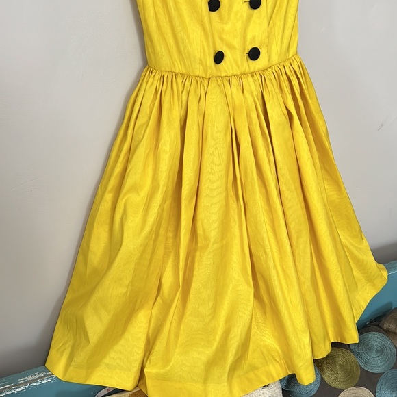 Vintage Sailor Dress Rockabilly A Line Yellow & Black Tulle Underskirt Lined - Picture 3 of 14